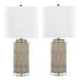 thumbnail image 1 of LumiSource Casa 21" Ceramic Table Lamp w/ Cylindrical Base & Linen Shade (Set of 2) Opal Grey Ceramic/White Shade, 1 of 5