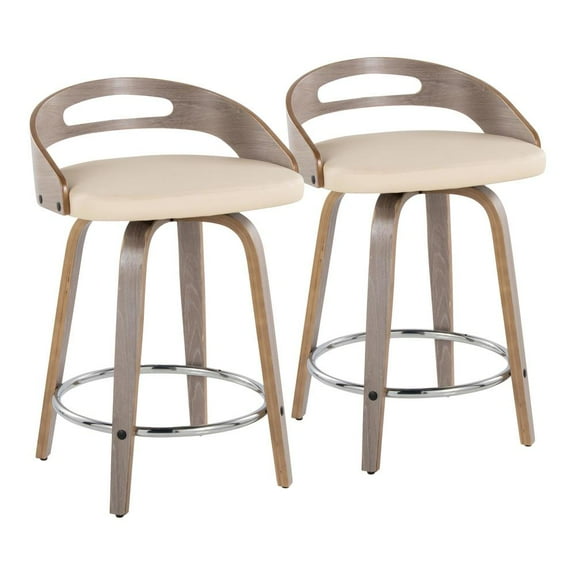 LumiSource Grey Cassis 24" Fixed-Height Counter Stool - Set of 2