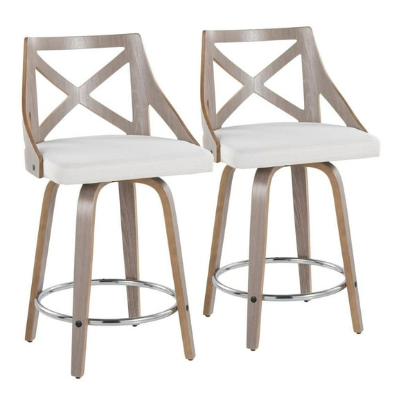 Charlotte Counter Stools for Kitchen Counter in Fabric and Chrome Footrest, Counter Height Chairs, Bar Stools Set of 2, Counter Height Chairs, Bar Stools For Kitchen Island