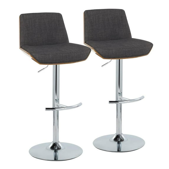 LumiSource Grey Corazza Adjustable Barstool - Set of 2