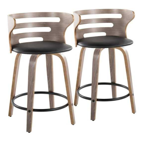 LumiSource Grey Cosini 24" Fixed-Height Counter Stool - Set of 2