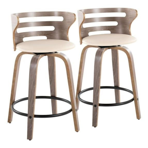 LumiSource Grey Cosini 24" Fixed-Height Counter Stool - Set of 2