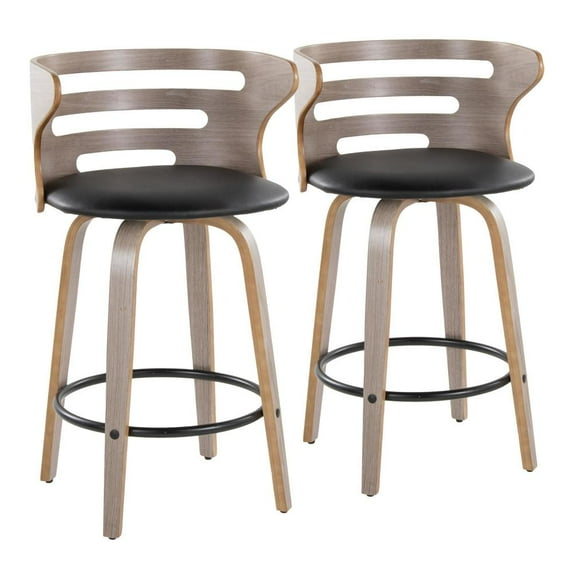LumiSource Grey Cosini 26" Fixed-Height Counter Stool - Set of 2