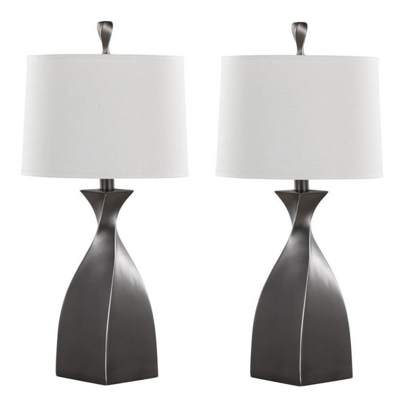 LumiSource Grey Curvo 30" Polyresin Table Lamp - Set of 2