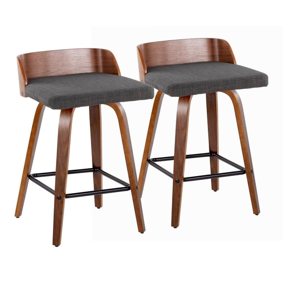 LumiSource Grey Maya 26" Fixed-Height Counter Stool - Set of 2