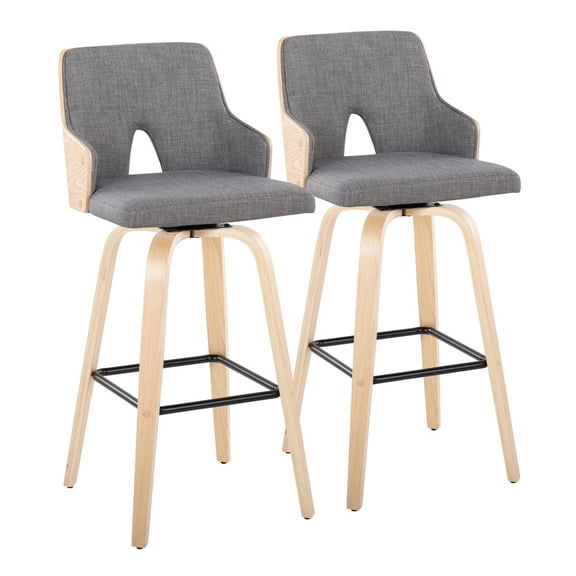 LumiSource Grey Stella 30" Fixed-Height Barstool - Set of 2