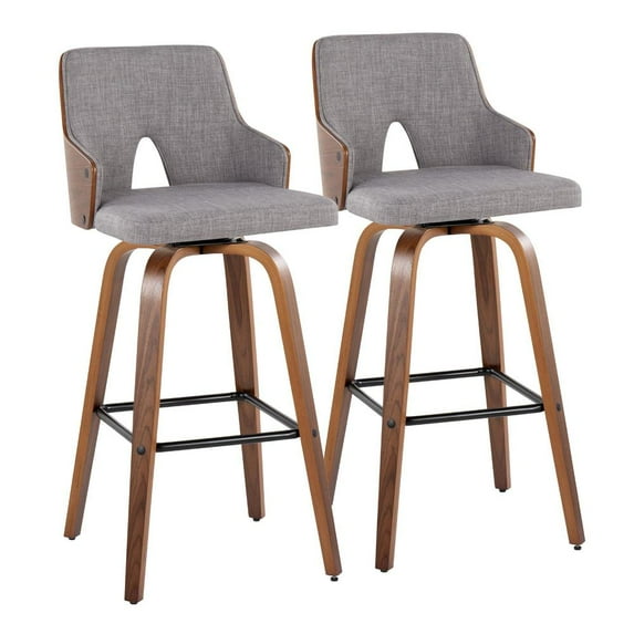 LumiSource Grey Stella 30" Fixed-Height Barstool - Set of 2