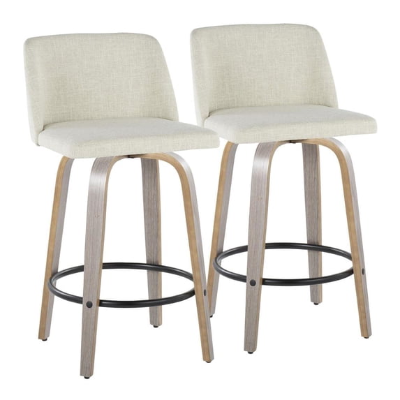 LumiSource Grey Toriano 26" Fixed-Height Counter Stool - Set of 2