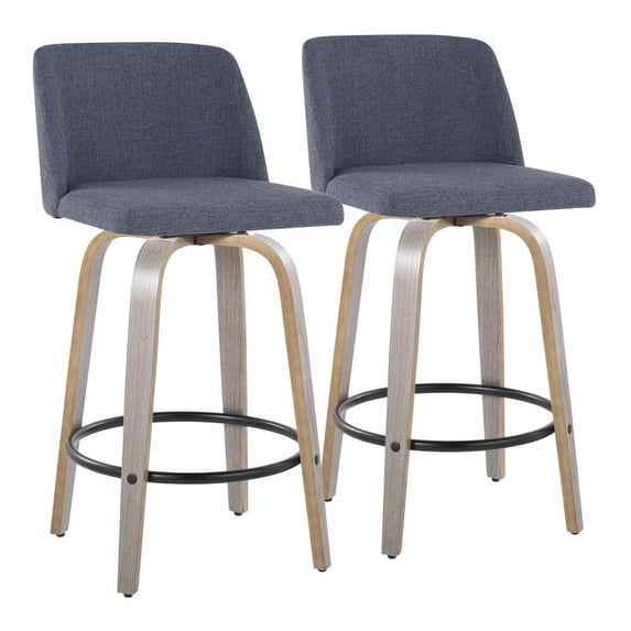 Toriano Counter Stools for Kitchen Counter, Counter Height Chairs, Bar Stools Set of 2, Counter Height Chairs, Bar Stools For Kitchen Island (Blue Fabric)