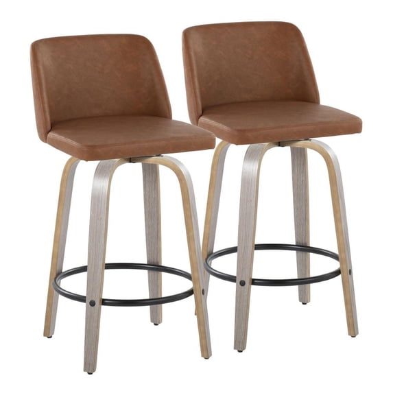LumiSource Grey Toriano 26" Fixed-Height Counter Stool - Set of 2
