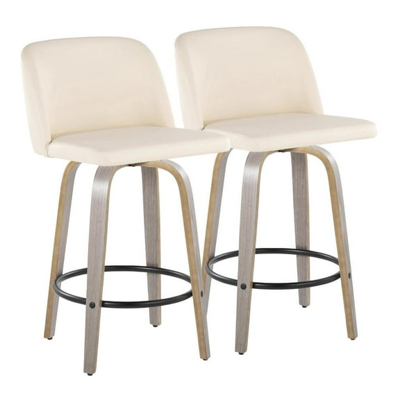 LumiSource Grey Toriano 26" Fixed Height Counter Stool - Set of 2