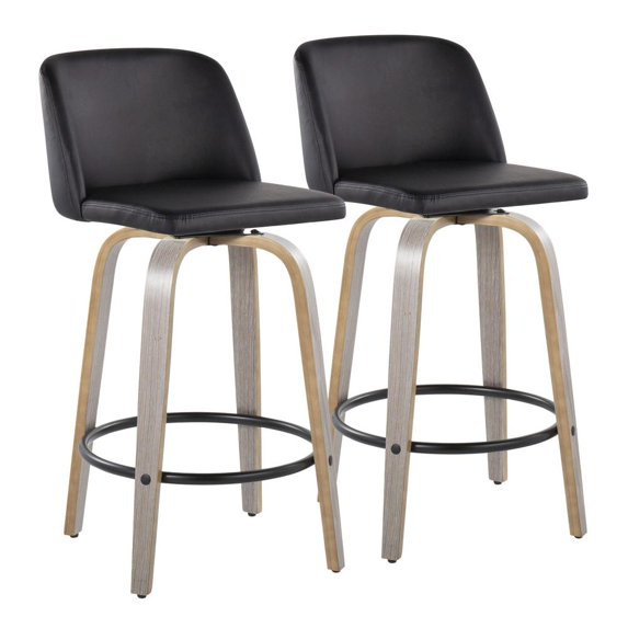 Toriano Counter Stools for Kitchen Counter, Counter Height Chairs, Bar Stools Set of 2, Counter Height Chairs, Bar Stools For Kitchen Island (Black Faux Leather)