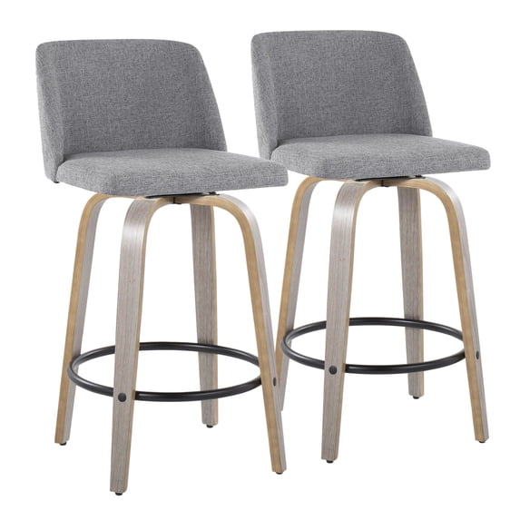 Toriano Counter Stools for Kitchen Counter, Counter Height Chairs, Bar Stools Set of 2, Counter Height Chairs, Bar Stools For Kitchen Island (Grey Fabric)