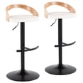 thumbnail image 1 of Grotto Adjustable Bar Stool, Black Bar Stools, Bar Chairs, Swivel Bar Stools, Bar Stools Set of 2, Bar Stools for Kitchen Counter (Zebra Wood, White), 1 of 7