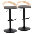 thumbnail image 1 of Grotto Adjustable Bar Stool, Black Bar Stools, Bar Chairs, Swivel Bar Stools, Bar Stools Set of 2, Bar Stools for Kitchen Counter (Natural Wood, Brown), 1 of 8
