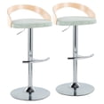 thumbnail image 1 of LumiSource Grotto Barstool Set (2) - Adjustable Height, Swivel, Chrome/Wood/Green Fabric, Modern Design, Indoor Use, Kitchen &amp; Bar Seating, 1 of 6