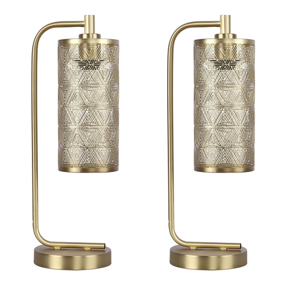 18.5" Royal Gold Task Lamp w/ Metal Cut-Out Shade (Set of 2)