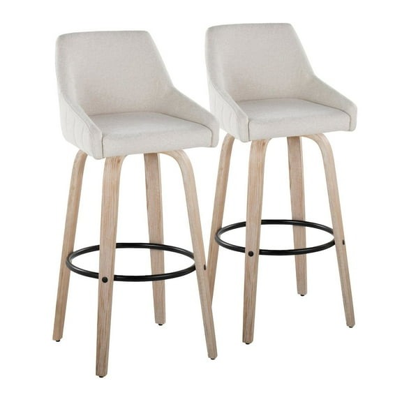 Hannah 30" Fixed-Height Barstool Set of 2, Bar Stools Swivel, Bar Chairs, Swivel Bar Stools Set of 2 with Back, Bar Stools for Kitchen Island (Cream Fabric)