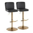 thumbnail image 1 of Henry Adjustable Barstool Set of 2 Swivel, Gold Bar Stools, Bar Chairs, Swivel Bar Stools Set of 2 with Back, Bar Height Stools Set of 2 (Black Faux Leather), 1 of 6