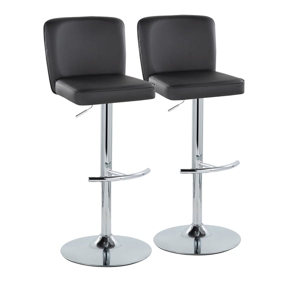 Henry Adjustable Barstool Set of 2 Swivel, Chrome Bar Stools, Bar Chairs, Swivel Bar Stools Set of 2 with Back, Bar Height Stools Set of 2 (Black Faux Leather)