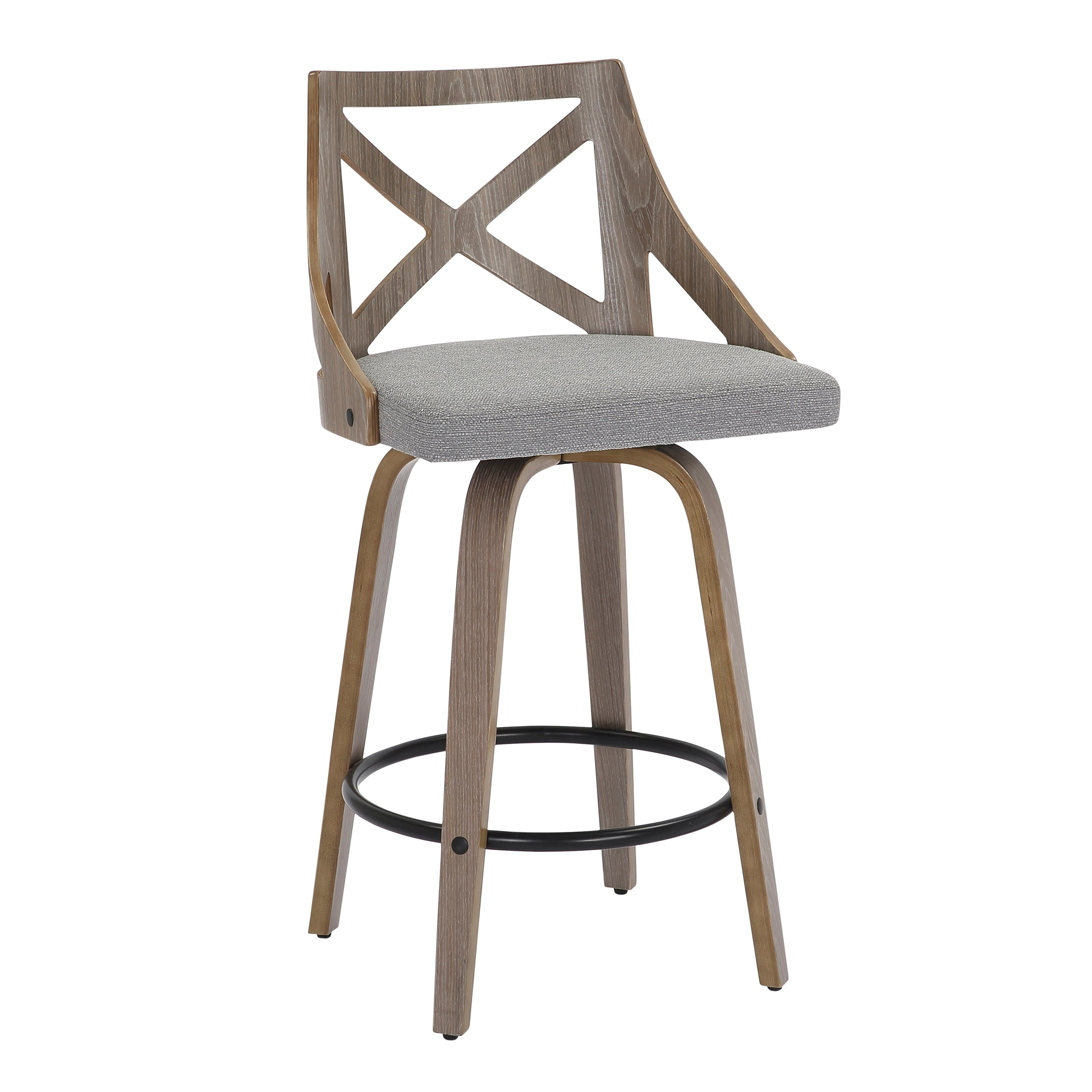 Charlotte 19" Dark Gray Wood Swivel Counter Stool, Set of 2