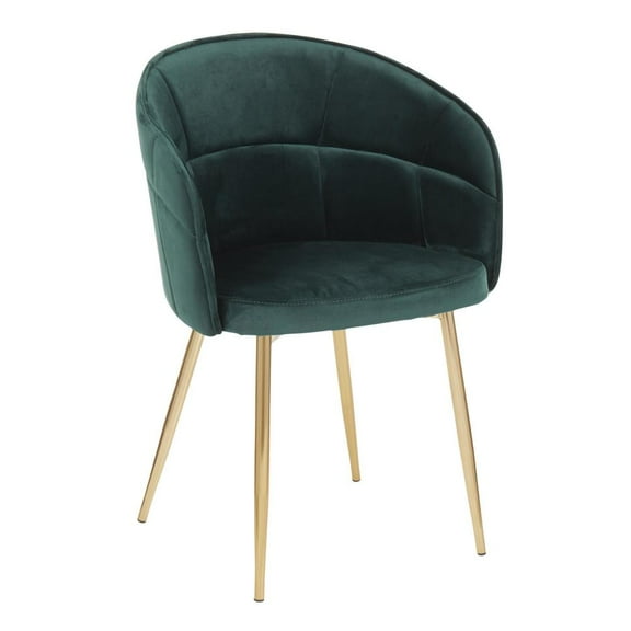 LumiSource Lindsey Contemporary Chair in Gold Metal and Green Velvet
