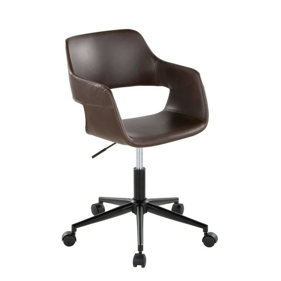 LumiSource Margarite Task Chair in Black Metal, Espresso PU color