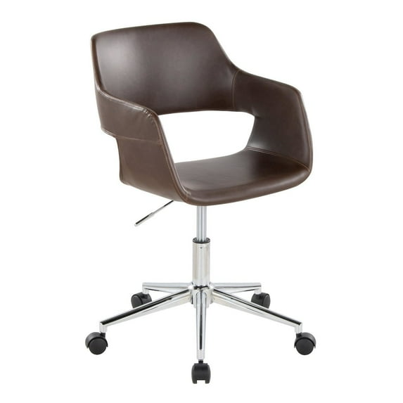 LumiSource Margarite Task Chair in Chrome Metal, Espresso PU color