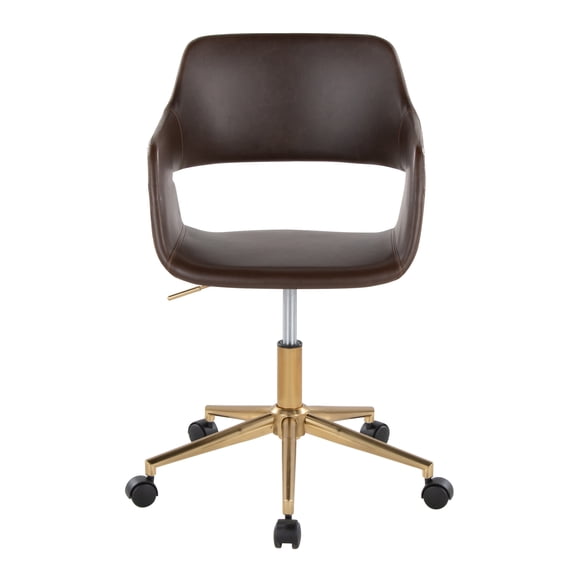 Carson Carrington Vallen Adjustable Task Chair with 5-Star Base Espresso Faux Leather/Gold Metal
