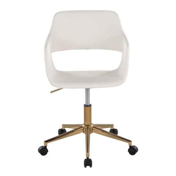 Carson Carrington Vallen Adjustable Task Chair with 5-Star Base White Faux Leather/Gold Metal