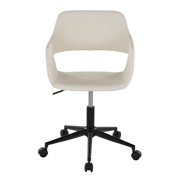 Carson Carrington Vallen Adjustable Task Chair with 5-Star Base Cream Faux Leather/Black Metal