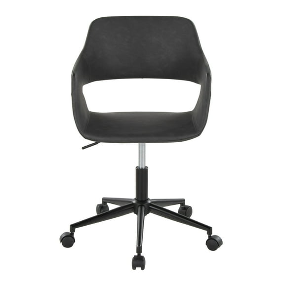 Carson Carrington Vallen Adjustable Task Chair with 5-Star Base Grey Faux Leather/Black Metal