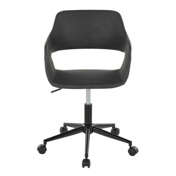 Carson Carrington Vallen Adjustable Task Chair with 5-Star Base Grey Faux Leather/Black Metal