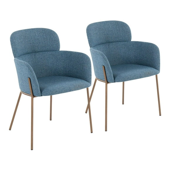 LumiSource Milan Chairs, Blue Noise/Antique Brass, Set Of 2 Chairs