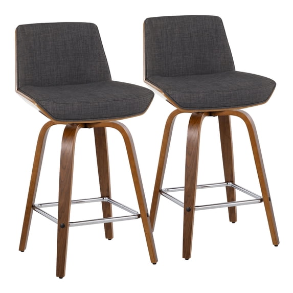 Corazza Counter Stools for Kitchen Counter in Fabric and Walnut Wood, Counter Height Chairs, Bar Stools Set of 2, Counter Height Chairs, Bar Stools For Kitchen Island