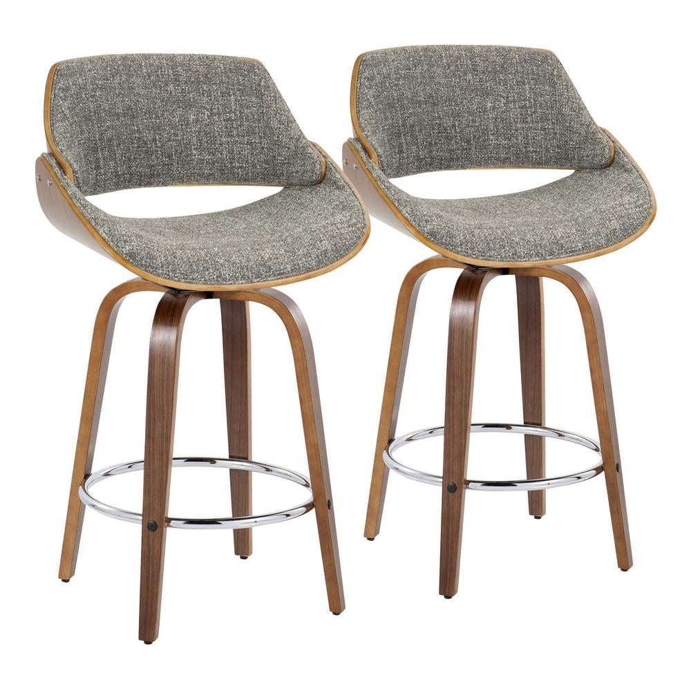 Fabrizzi Dark Gray Wood and Metal Swivel Counter Stool Set
