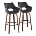 thumbnail image 1 of Mustang 30" Fixed-Height Barstool Set of 2, Bar Stools Swivel, Bar Chairs, Swivel Bar Stools Set of 2 with Back, Bar Stools for Kitchen Island (Black Faux Leather), 1 of 6