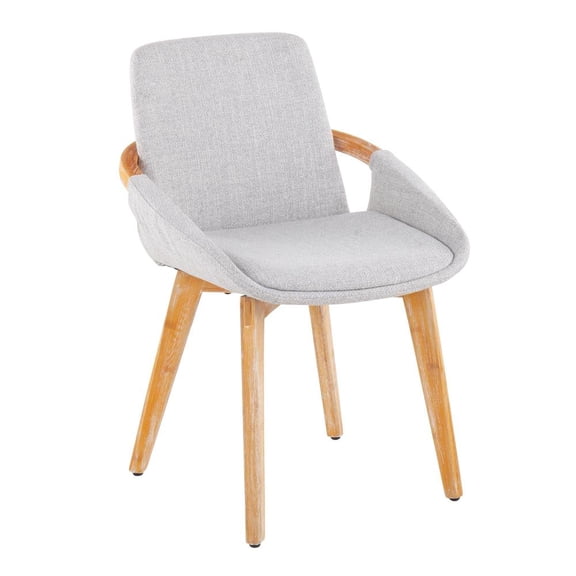LumiSource Natural Bamboo, Light Grey Noise Fabric Cosmo Chair
