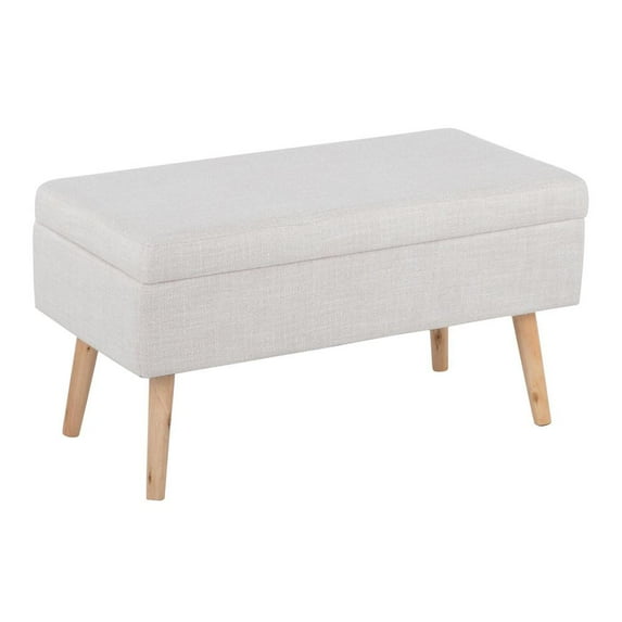 Storage Contemporary Bench in Natural Wood and Beige Fabric by LumiSource
