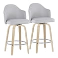 thumbnail image 1 of LumiSource Natural Wood, Chrome, Light Grey Fabric Ahoy Counter Stool - Set of 2, 1 of 7