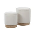 thumbnail image 1 of LumiSource Natural Wood, Cream Fabric Marla Nesting Ottoman Set, 1 of 8