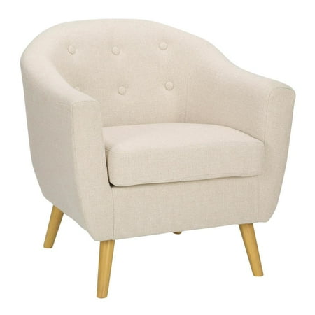Rockwell Chair, Fabric Arm Chair, Cream Accent Chair for Living Room, Comfy Chair for Bedroom, Mid Century Modern Chair