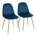 thumbnail image 1 of LumiSource Natural Wood Metal, Blue Velvet Pebble Chair - Set of 2, 1 of 7