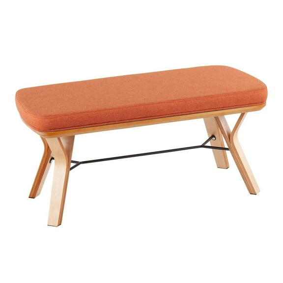 LumiSource Natural Wood, Orange Fabric Folia Bench
