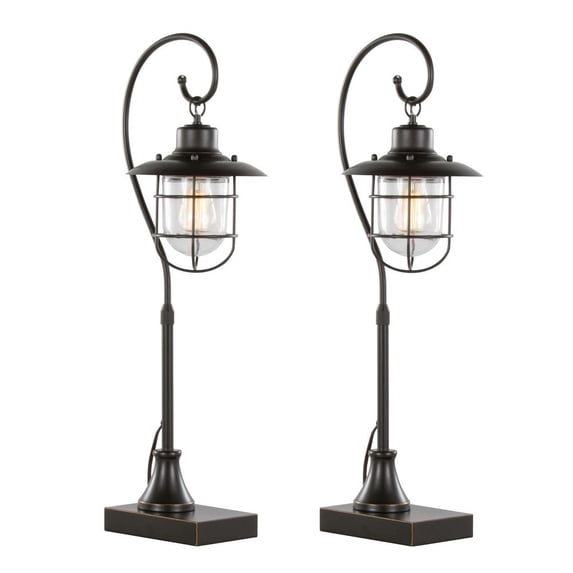 LumiSource Oil Rubbed Bronze, Clear Glass Landen 33" Metal Task Lamp - Set of 2