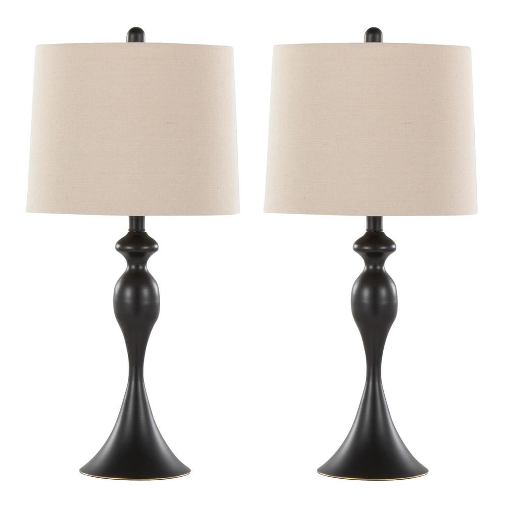 Ashland 27" Oil Rubbed Bronze Metal Table Lamp Set with Oatmeal Linen Shade