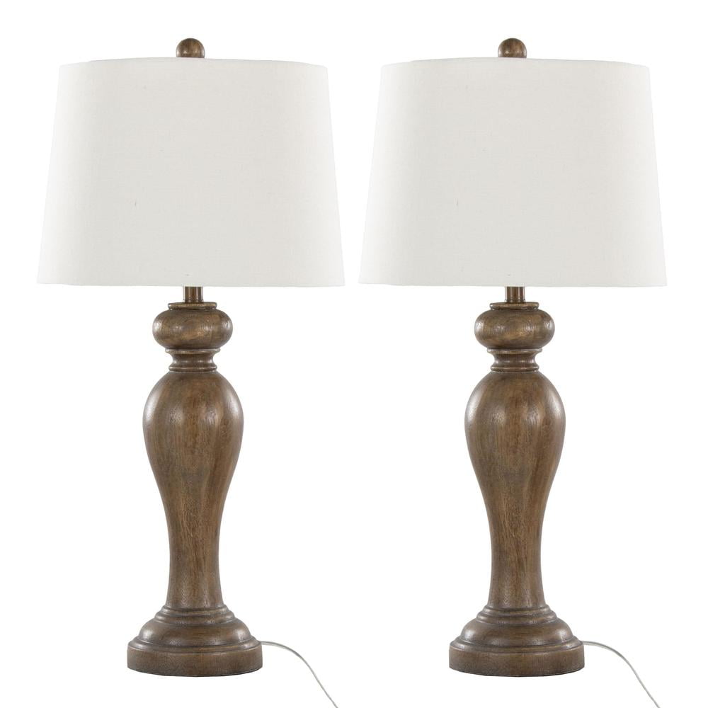 Peppa 31" White Polyresin Table Lamp Set with Linen Shade