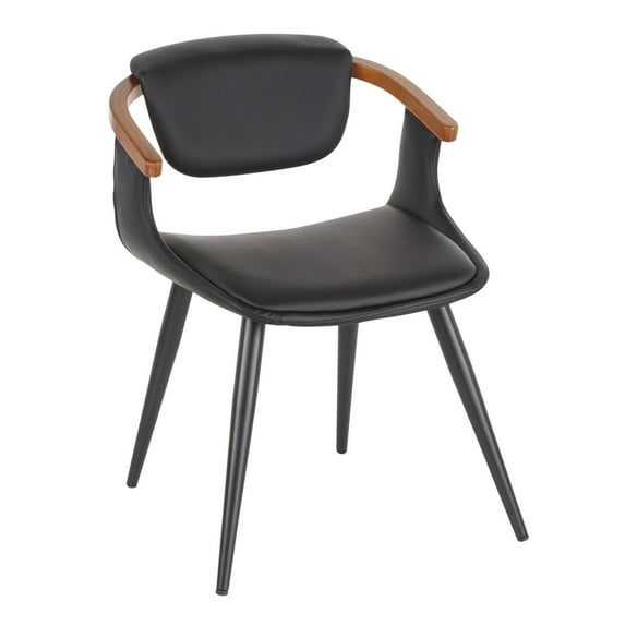 Oracle Mid-Century Modern Chair in Black Metal and Black Faux Leather