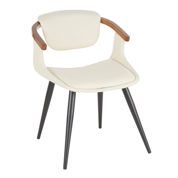 Oracle Mid-Century Modern Chair in Black Metal and Cream Faux Leather by LumiSource