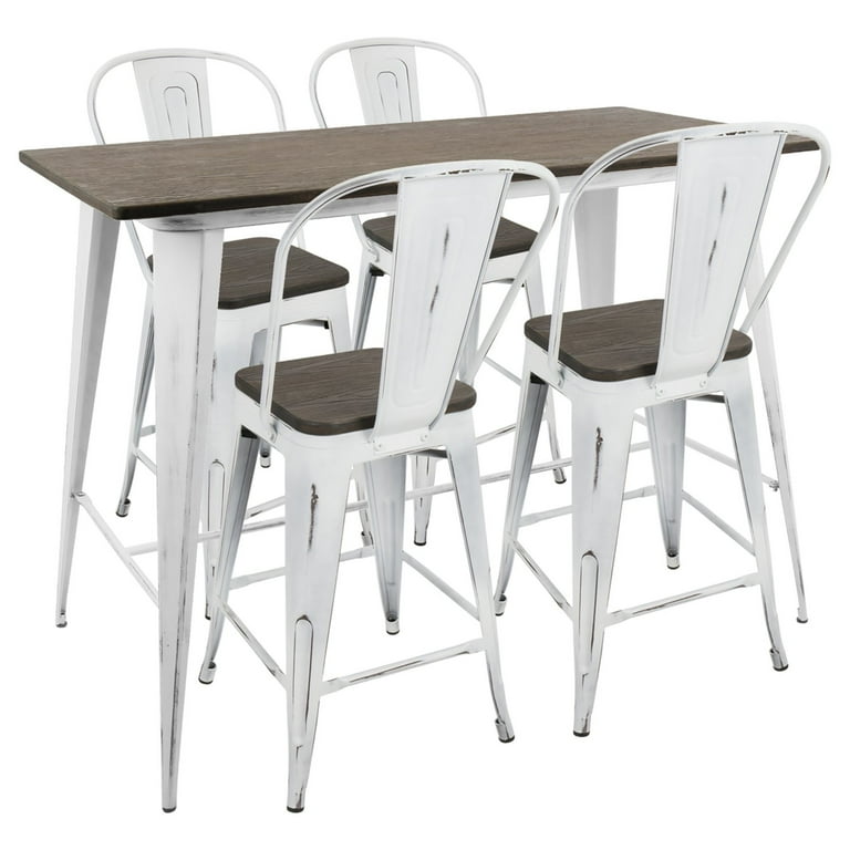 LumiSource Oregon 5 Piece High Back Counter Dining Table Set